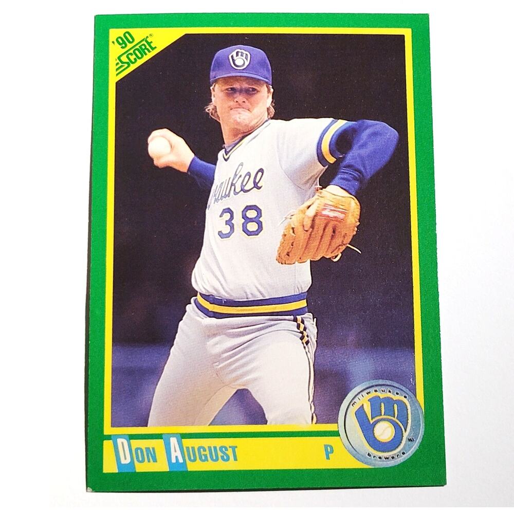 1990 Score Don August Card No. 144 Milwaukee Brewers Pitcher MLB EX